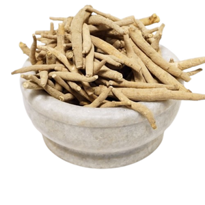 Ashwagandha dried roots in a stone bowl — Jadibuti Store