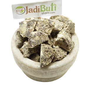 Loban irregular grey-beige aromatic resin chunks in a stone bowl — Jadibuti Store