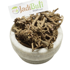 Akarkara mixed brown dried pieces with branch-like and flower-head-like structures in a stone bowl; identity pending — Jadibuti Store