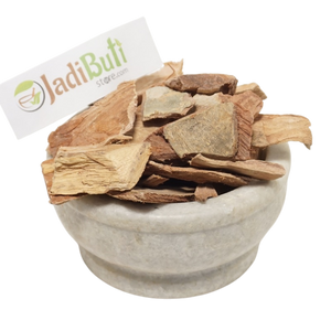 Natural Arjun Chaal dried bark pieces in a stone bowl — Jadibuti Store