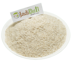 Natural Isabgol Bhusi pale psyllium husk flakes on a white plate — Jadibuti Store