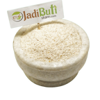 Natural Isabgol Bhusi pale psyllium husk flakes in a stone bowl — Jadibuti Store