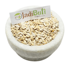 Kharbuja Beej pale flat muskmelon seeds with shell in a stone bowl — Jadibuti Store