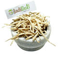 Natural dried Safed Musli root pieces in a stone bowl — Jadibuti Store