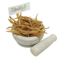 Shatavari dried roots in a mortar with pestle - Jadibuti Store