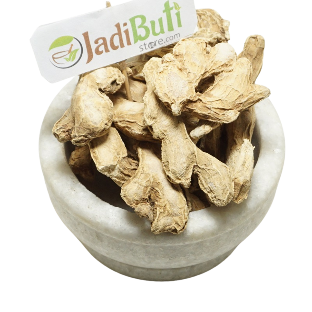 Sonth dried ginger rhizome pieces in a stone bowl — Jadibuti Store