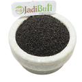 Mota Tukmaria Sabja dark seeds in a stone bowl — Jadibuti Store