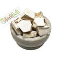 Vidari Kand dried root pieces in a stone bowl with Jadibuti Store card